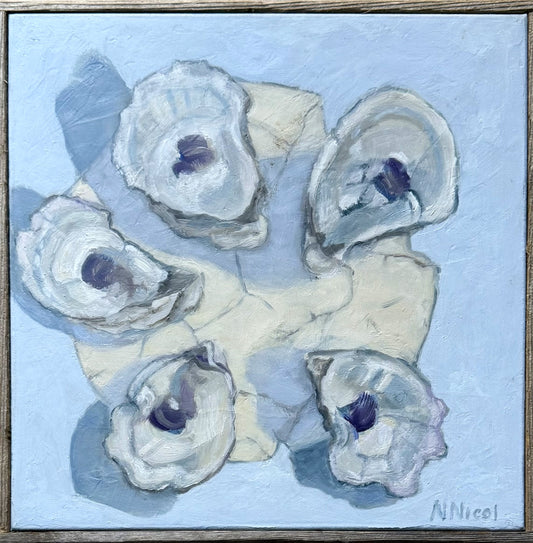 Paintings - Oyster Shells on a Cracked Plate